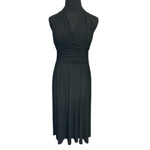 Evan Picone Black Ruched Racerback Cocktail Dress